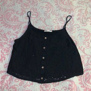 Black Tank top crop top with buttons